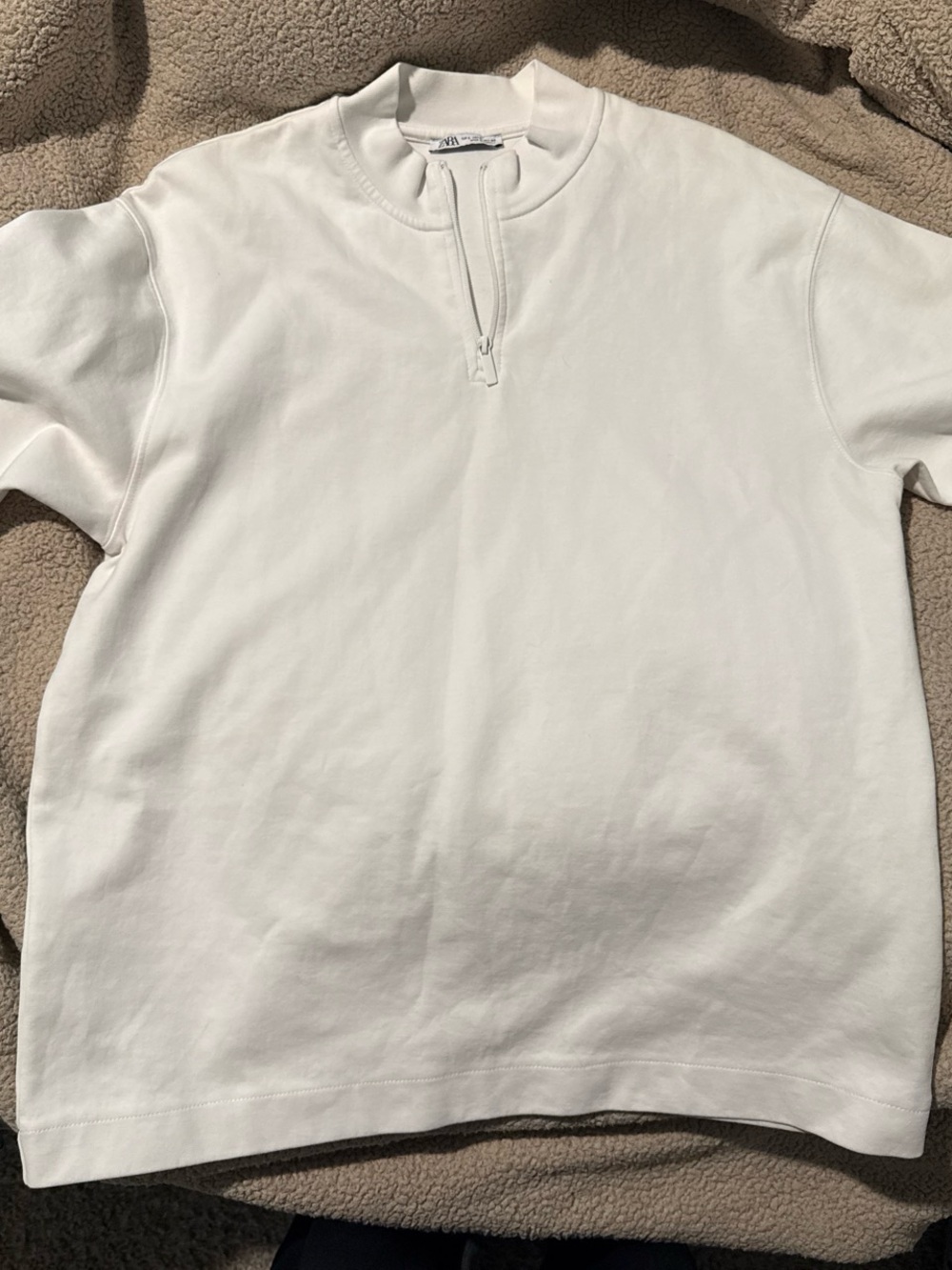 Zara  White Half-Zip Sweatshirt
